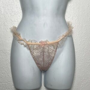 Victoria's Secret Lace Ruffle Panty in Cream and Tan